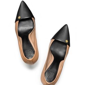 Tory Burch Honeywheat/Black 85mm Crawford Pump Sz8